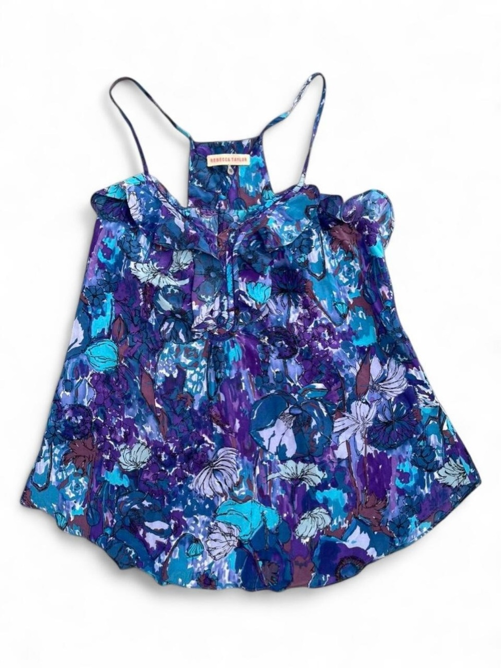 Rebecca Taylor Blue Purple Floral Camisole Top